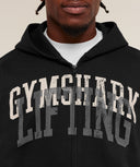 Layered Graphic Zip Up Hoodie oversized fit Black - Unmatched Kicks - GYMSHARK
