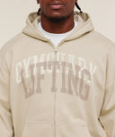 Layered Graphic Zip Up Hoodie oversized fit Pebble Grey - Unmatched Kicks - GYMSHARK