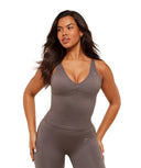 Lift Seamless Tank with Shelf Cool Brown - Unmatched Kicks - GYMSHARK