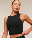Lifting Dipped Crop Tank Black - Unmatched Kicks-GYMSHARK