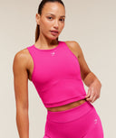 Lifting Dipped Crop Tank Super-Set Pink - Unmatched Kicks-GYMSHARK