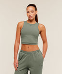 Lifting Dipped Crop Tank Unit Green - Unmatched Kicks-GYMSHARK