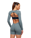 Lifting Dipped Waistband All - In - One body fit Iron Blue - Unmatched Kicks - GYMSHARK