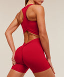 Lifting Dipped Waistband Shorts Black Carmine Red - Unmatched Kicks-GYMSHARK