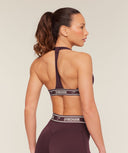 Light Support Halter Neck Logo Sports Bra Cherry Purple - Unmatched Kicks - GYMSHARK