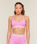Light Support Halter Neck Logo Sports Bra Focus Pink - Unmatched Kicks - GYMSHARK