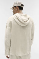 Linen Days Button Up Hoodie Bone - Unmatched Kicks-ALO