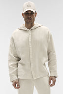 Linen Days Button Up Hoodie Bone - Unmatched Kicks-ALO