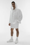 Linen Days Button Up Hoodie White - Unmatched Kicks-ALO