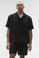 Linen Days Short Sleeve Button Up Black - Unmatched Kicks-ALO