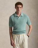 Linen Johnny-Collar Sweater Pale Blue - Unmatched Kicks-ralph lauren