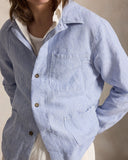Linen Utility Overshirt Cabana Blue White - Unmatched Kicks-ralph lauren