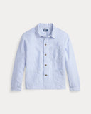 Linen Utility Overshirt Cabana Blue White - Unmatched Kicks-ralph lauren