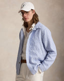 Linen Utility Overshirt Cabana Blue White - Unmatched Kicks-ralph lauren