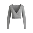 LONG SLEEVE WRAP TOP Dark Heather Grey - Unmatched Kicks - SKIMS