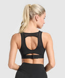 Mesh Back Sports Bra Black - Unmatched Kicks - GYMSHARK
