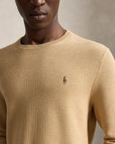 Mesh-Knit Cotton Crewneck Sweater Camel Melange - Unmatched Kicks-ralph lauren