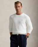 Mesh-Knit Cotton Crewneck Sweater Deckwash White - Unmatched Kicks-ralph lauren