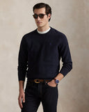 Mesh-Knit Cotton Crewneck Sweater Navy Heather - Unmatched Kicks-ralph lauren