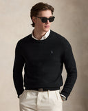 Mesh-Knit Cotton Crewneck Sweater Polo Black - Unmatched Kicks-ralph lauren