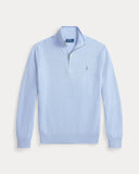 Mesh-Knit Cotton Quarter-Zip Sweater Blue Hyacinth Heather - Unmatched Kicks-ralph lauren