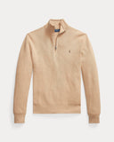Mesh - Knit Cotton Quarter - Zip Sweater Camel Melange - Unmatched Kicks - ralph lauren