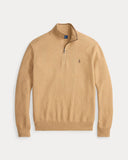 Mesh-Knit Cotton Quarter-Zip Sweater Camel Melange - Unmatched Kicks-ralph lauren