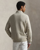Mesh-Knit Cotton Quarter-Zip Sweater Light Walnut Brown - Unmatched Kicks-ralph lauren
