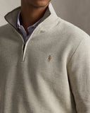 Mesh-Knit Cotton Quarter-Zip Sweater Light Walnut Brown - Unmatched Kicks-ralph lauren