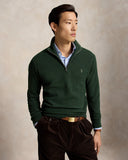 Mesh-Knit Cotton Quarter-Zip Sweater Lodgepole Pine Heather - Unmatched Kicks-ralph lauren