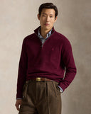 Mesh-Knit Cotton Quarter-Zip Sweater Merlot Wine Heather - Unmatched Kicks-ralph lauren