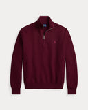 Mesh-Knit Cotton Quarter-Zip Sweater Merlot Wine Heather - Unmatched Kicks-ralph lauren