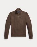 Mesh-Knit Cotton Quarter-Zip Sweater Nutmeg Brown Heather - Unmatched Kicks-ralph lauren