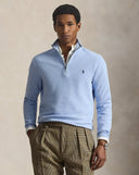 Mesh - Knit Cotton Quarter - Zip Sweater Office Blue - Unmatched Kicks - ralph lauren