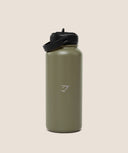 Metal Insulated Straw Bottle 1L GS Grounded Green - Unmatched Kicks-GYMSHARK