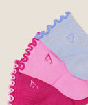 Midi Frill Socks 3pk Chilled Blue/Focus Pink/Super - Set Pink - Unmatched Kicks - GYMSHARK