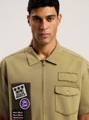 Military Patch Zipped Shirt - Unmatched Kicks - Palm Angeles