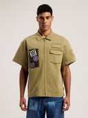 Military Patch Zipped Shirt - Unmatched Kicks - Palm Angeles