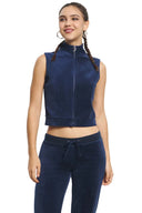 Mockneck Cotton Velour Zip - Up Vest Regal Blue - Unmatched Kicks - Juicy Couture