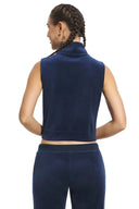 Mockneck Cotton Velour Zip - Up Vest Regal Blue - Unmatched Kicks - Juicy Couture
