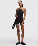 Nulu™ Strappy Halterneck Bodysuit Black/Light Ivory - Unmatched Kicks-LULULEMON