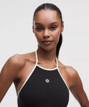 Nulu™ Strappy Halterneck Bodysuit Black/Light Ivory - Unmatched Kicks-LULULEMON