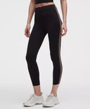 Nulux Side-Stripe High-Rise Tight 25" Black/Sand/White/Cherry Ember - Unmatched Kicks-LULULEMON