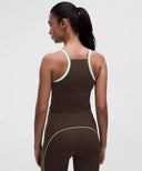 Nulux Side-Stripe Tank Top with Pocket Light Support, B/C Cup Walnut Crunch/White/Sand/Chameleon - Unmatched Kicks-LULULEMON