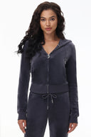 OG Big Bling Velour Hoodie Titanium - Unmatched Kicks - Juicy Couture