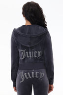 OG Big Bling Velour Hoodie Titanium - Unmatched Kicks - Juicy Couture