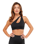 One Shoulder Sports Bra light support Black - Unmatched Kicks - GYMSHARK