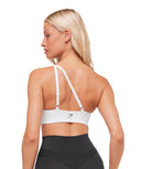 One Shoulder Sports Bra light support Cherry White - Unmatched Kicks - GYMSHARK