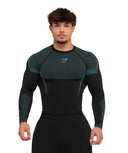 Onyx 5.0 Seamless Long Sleeve T-Shirt muscle fit Black/Brand Blue - Unmatched Kicks - GYMSHARK