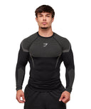 Onyx 5.0 Seamless Long Sleeve T-Shirt muscle fit Black/Light Grey - Unmatched Kicks - GYMSHARK